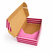 Cargar imagen en el visor de la galería, Caja Bouquet  Rayas Rosa y Burgundy
