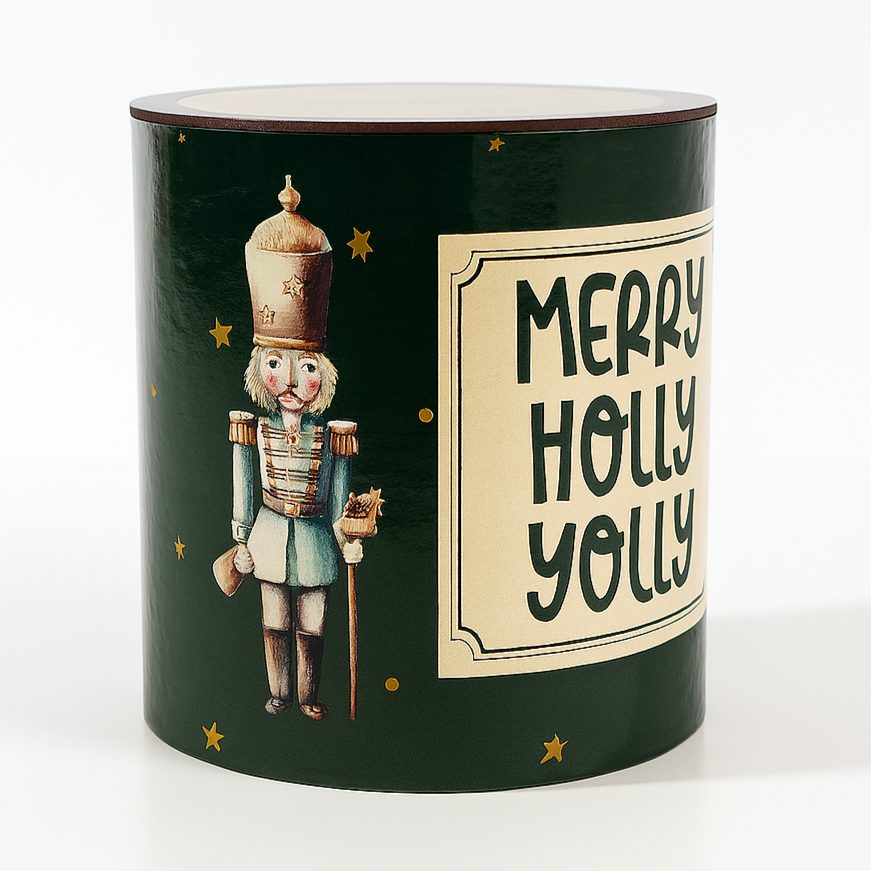 Caja Redonda Merry Holly Jolly