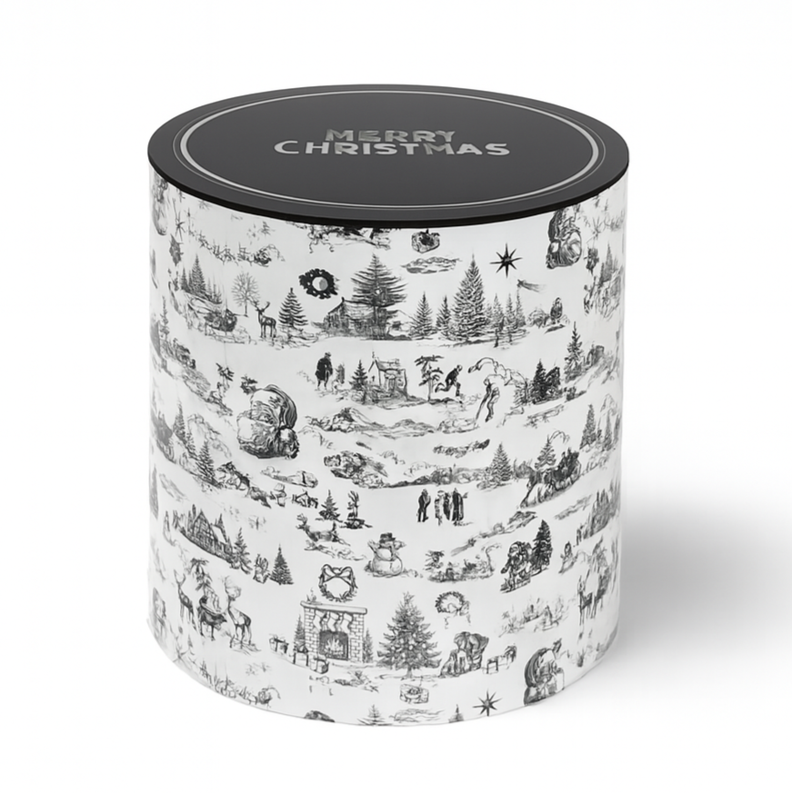 Caja Redonda Toile de Jouy
