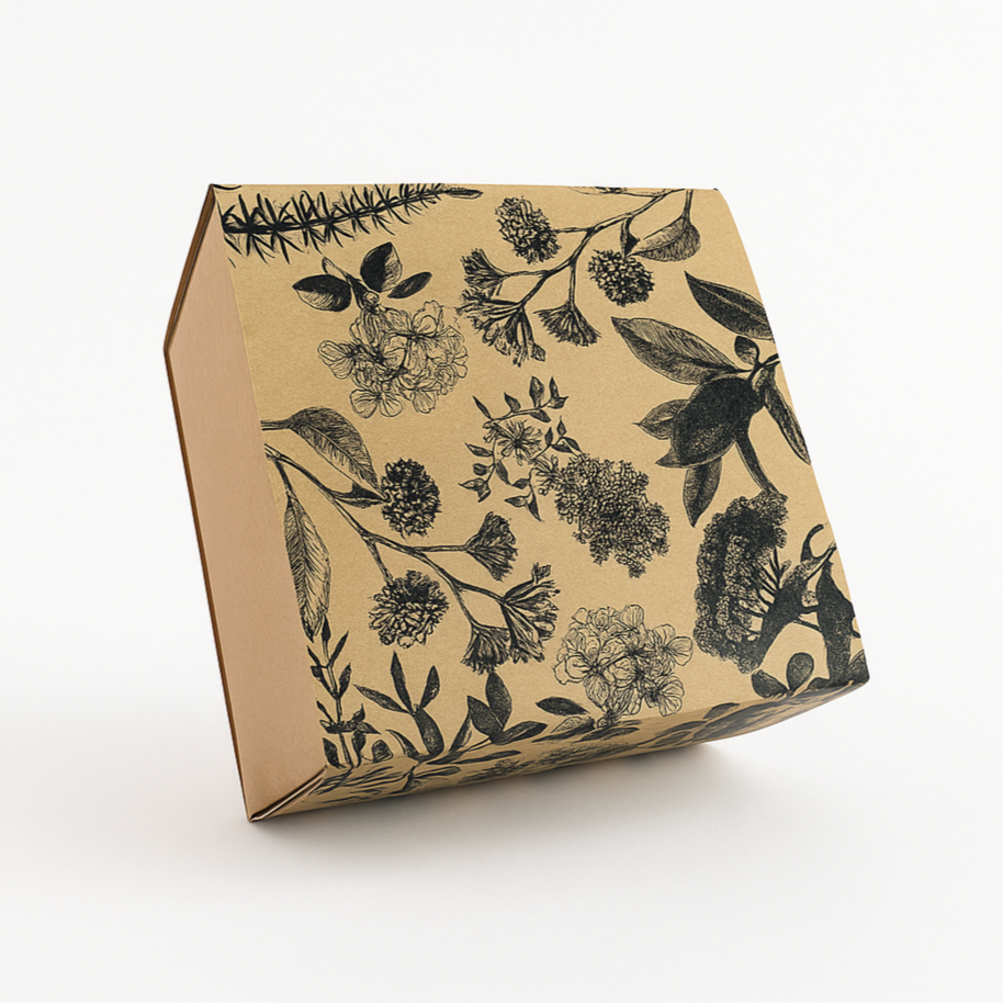 Caja Scone Kraft Flores