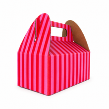 Cargar imagen en el visor de la galería, Caja Lunchbox Blanca Rayas Rosas y Rojas
