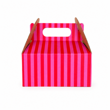 Cargar imagen en el visor de la galería, Caja Lunchbox Blanca Rayas Rosas y Rojas

