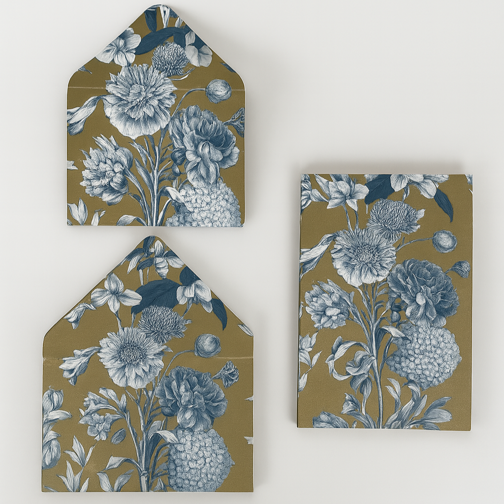 Kit de Sobres Flores Dorado + Azul