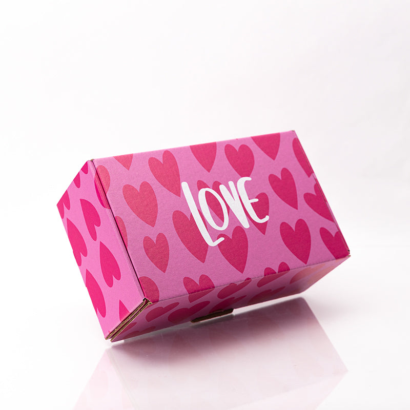 Caja Panque Rayas Corazones Rosa 